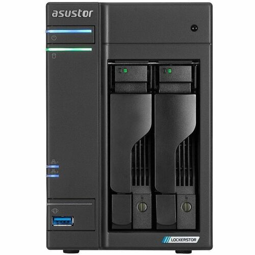 Asustor Lockerstor 2 Gen2+ AS6702T v2 2 Bay NAS Quad-Core 2.0GHz CPU Dual 5GbE Ports 4GB RAM DDR4 Four M.2 SSD Slots Diskless