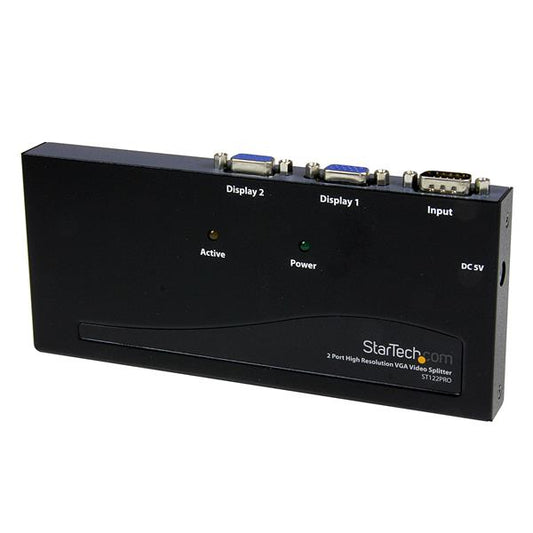 StarTech.com 2 Port High Resolution VGA Video Splitter with Built-in Amplifier, 350 MHz, VGA Splitter 1 x 2, 2048x1536 80Hz - TAA Compliant product image
