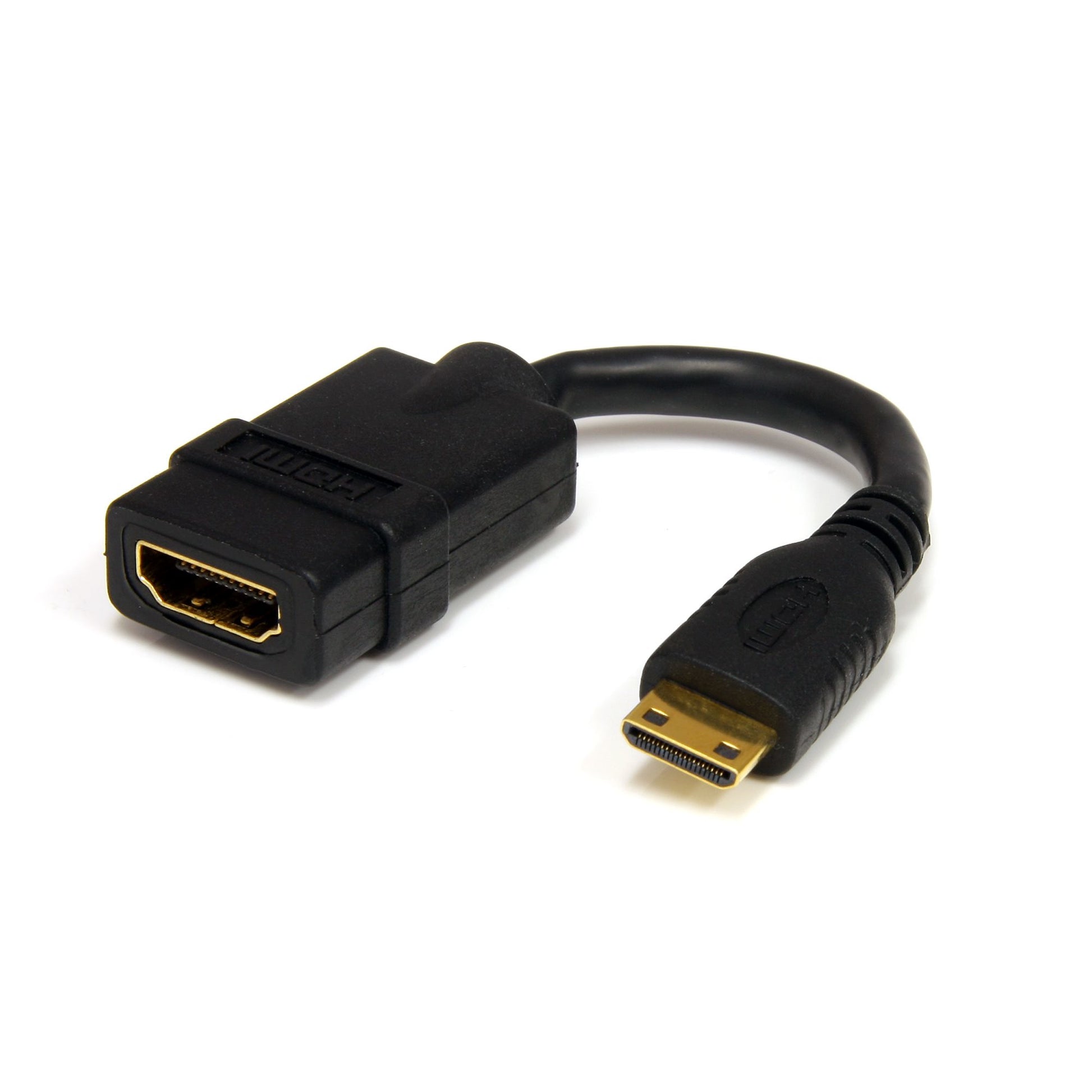 StarTech.com 5in (13cm) Mini HDMI to HDMI Adapter - 4K High Speed HDMI Adapter - 4K 30Hz Ultra HD High Speed HDMI Adapter - HDMI 1.4 - Gold Plated Connectors - UHD Mini HDMI Adapter 4K - Bl… product image