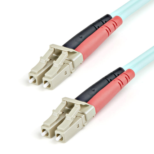 StarTech.com 1m (3ft) LC/UPC to LC/UPC OM3 Multimode Fiber Optic Cable, Full Duplex 50/125μm Zipcord Fiber Cable, 100G, Low Insertion Loss, LSZH Fiber Jumper Cord product image