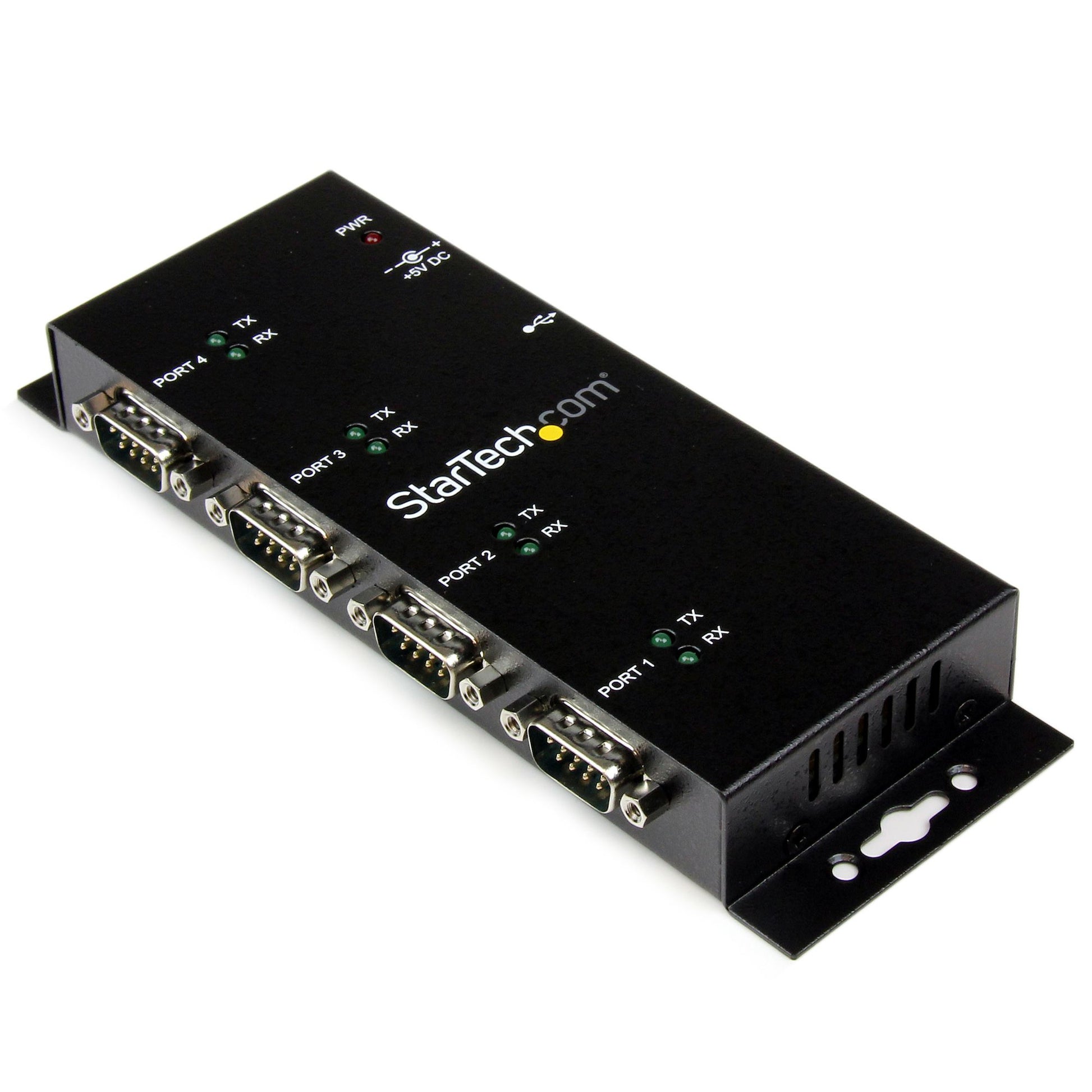 StarTech.com 4 Port USB to DB9 RS232 Serial Adapter Hub – Industrial DIN Rail and Wall Mountable - TAA product image