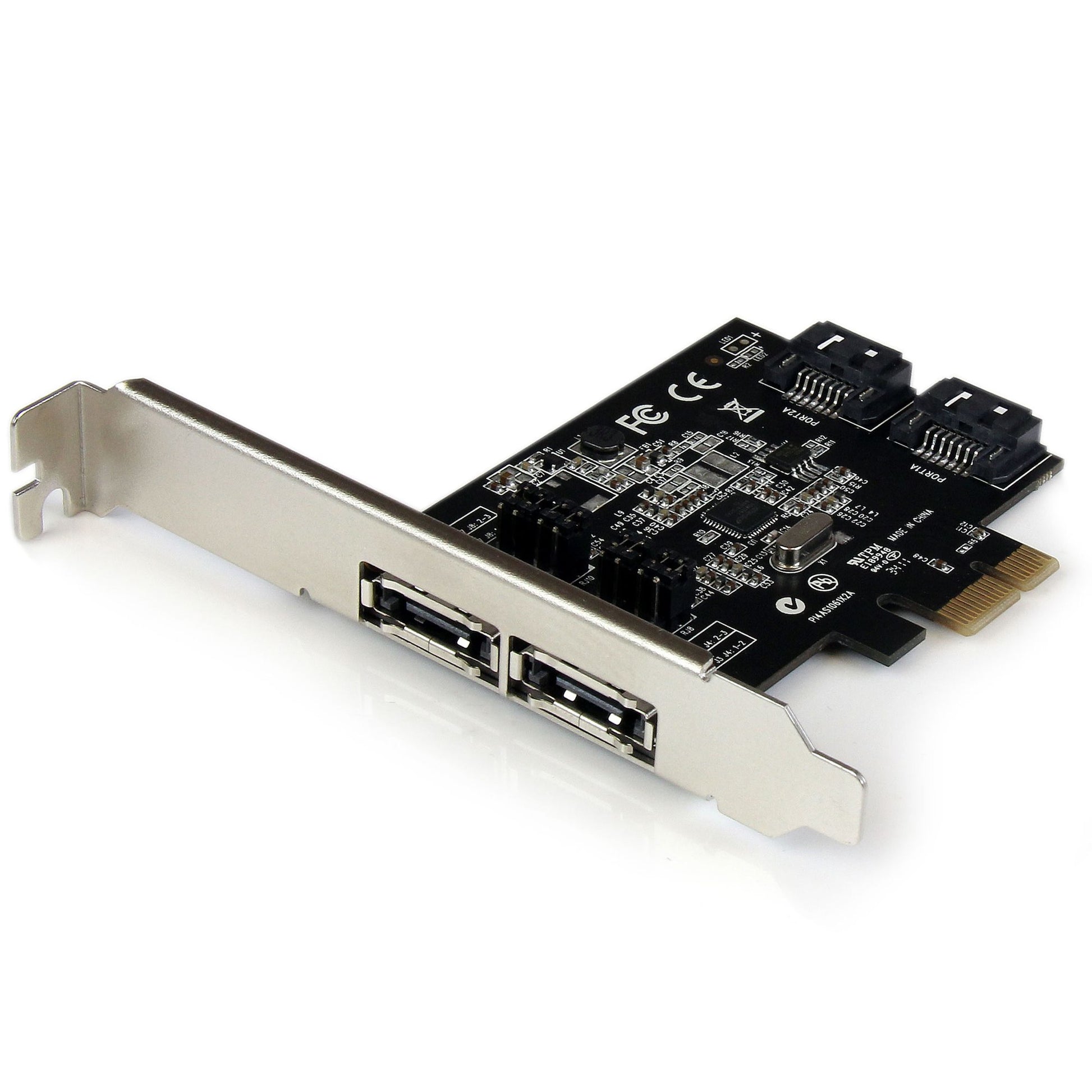 StarTech.com 2 Port PCI Express SATA 6 Gbps eSATA Controller Card - Dual Port PCIe x1 SATA III Adapter with Configurable Internal/External Connectivity product image