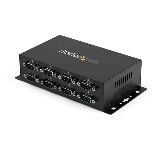 StarTech.com 8 Port USB to DB9 RS232 Serial Adapter Hub – Industrial DIN Rail and Wall Mountable - TAA product image