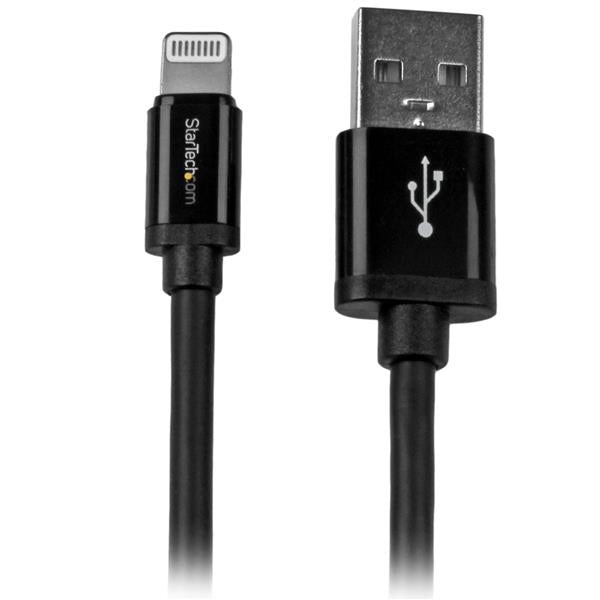 StarTech.com 2 m (6 ft.) USB to Lightning Cable - Long iPhone / iPad / iPod Charger Cable - Lightning to USB Cable - Apple MFi Certified - Black product image