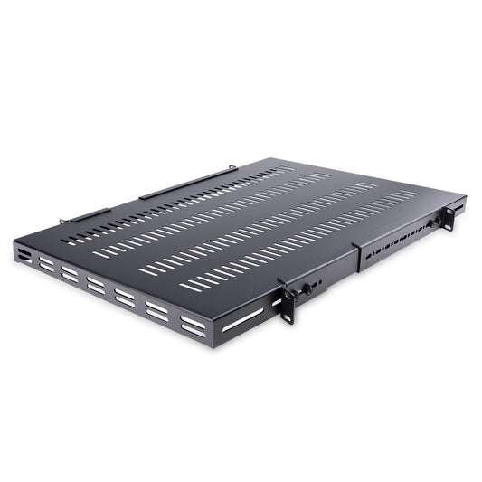 StarTech.com 1U 4-Post Adjustable Vented Server Rack Mount Shelf - 330lbs(150 kg) - 19.5 to 38in Adjustable Mounting Depth Universal Tray for 19" AV/ Network Equipment Rack - 27.5in Deep product image