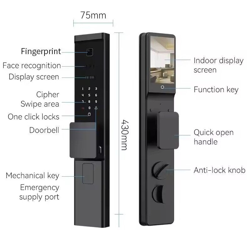 Automations Smart V5 smart lock dimensions and controls