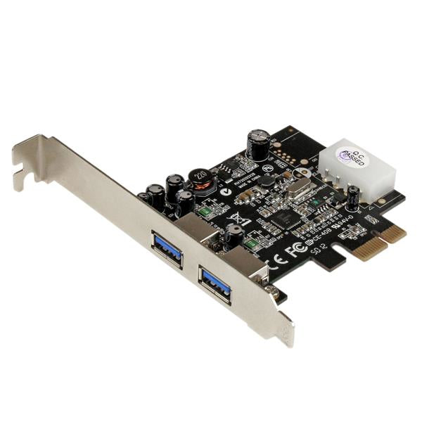 StarTech.com 2 Port PCI Express PCIe SuperSpeed (5Gbps) USB 3.0 Card Adapter with UASP - LP4 Power product image