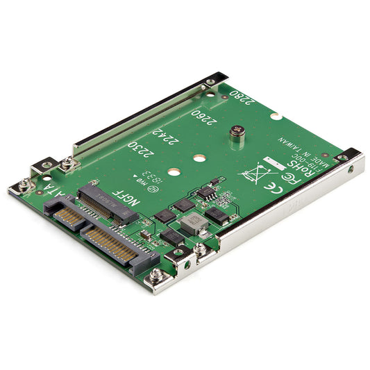 StarTech.com M.2 SATA SSD to 2.5in SATA Adapter, M.2 NGFF to SATA Converter, Open-Frame Bracket, 7mm High, M2 Hard Drive Adapter - Not Compatible with NVMe - TAA product image