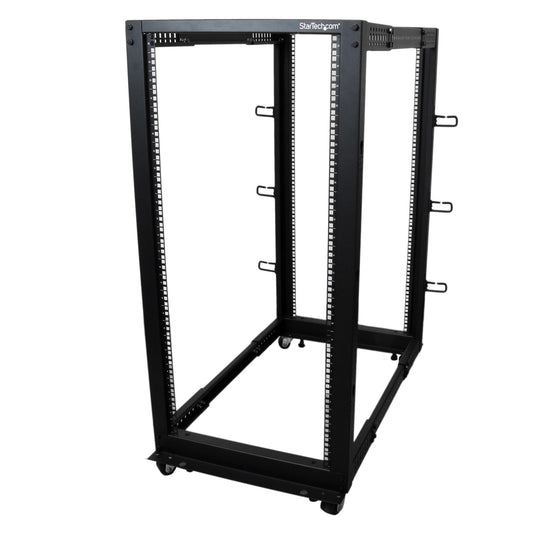 StarTech.com 25U 4-Post Server Rack, 19in Open Frame Rack with 40in (101cm) Mounting Depth and 1200lb (544kg) Weight Capacity, Mobile or Floor Mount IT Rack product image