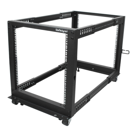 StarTech.com 12U 4-Post Server Rack, 19in Open Frame Rack with 40in (101cm) Mounting Depth and 1200lb (544kg) Weight Capacity, Mobile or Floor Mount IT Rack product image