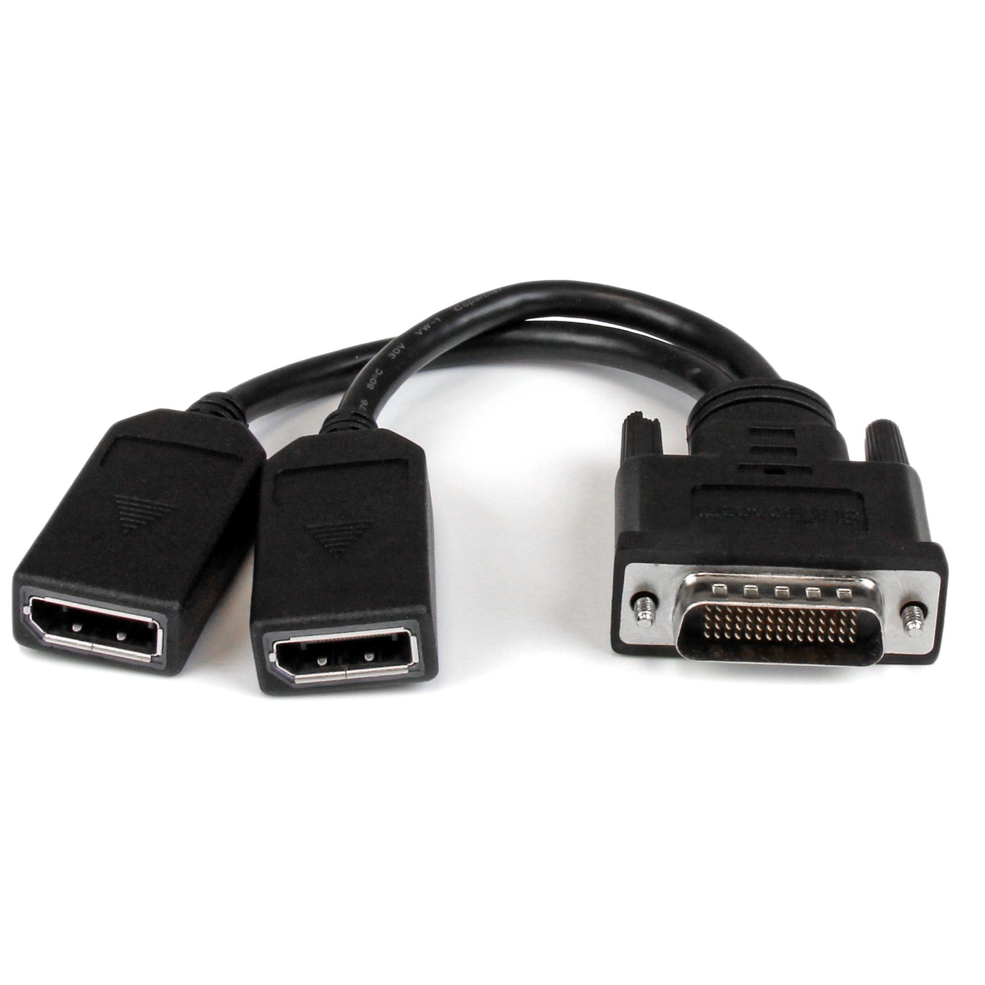 StarTech.com 8" (20 cm) DMS-59 to Dual DisplayPort Adapter Cable - 4K x 2K Video - LFH DMS 59 pin (M) to 2x DisplayPort 1.2 (F) Splitter Y Cable - LFH Graphics Card to Dual DP Monitors product image