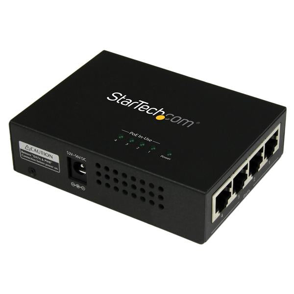 StarTech.com 4-Port Gigabit Midspan - PoE+ Injector - 802.3at/af - TAA product image