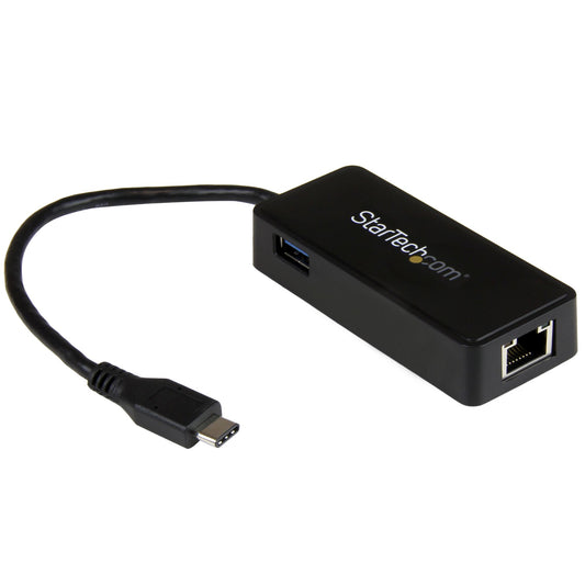 StarTech.com USB-C to Gigabit Network Adapter with Extra USB 3.0 Port - Black product image