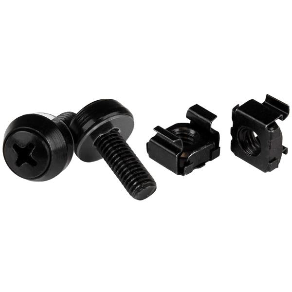 StarTech.com 100-Pack M6 12mm Screws, Square Hole Cage Nuts and Installation Tool, Hardware Mounting Kit for 19" or 10" Server Racks, Cabinets and Enclosures, Black - TAA product image