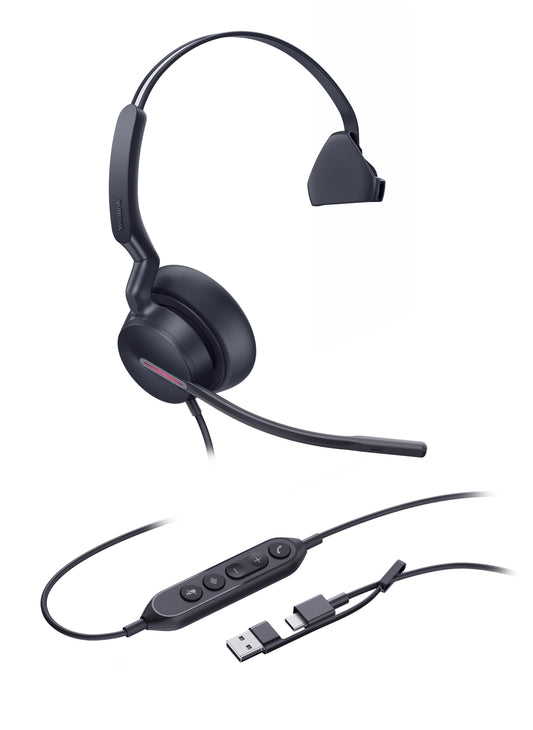 Yealink UH46 Mono USB-C/A Headset Wired Head-band Office/Call center USB Type-C / USB Type-A Black product image