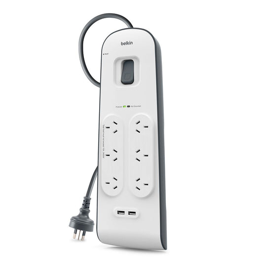 Belkin 6 Outlet with 2M Cord with 2 USB Ports (BSV604AU2M)