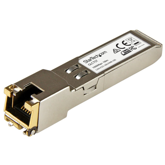 StarTech.com Cisco GLC-T Compatible SFP Module - 1000BASE-T - SFP to RJ45 Cat6/Cat5e - 1GE Gigabit Ethernet SFP - RJ-45 100m - Cisco Firepower, ASR920, IE2000 product image