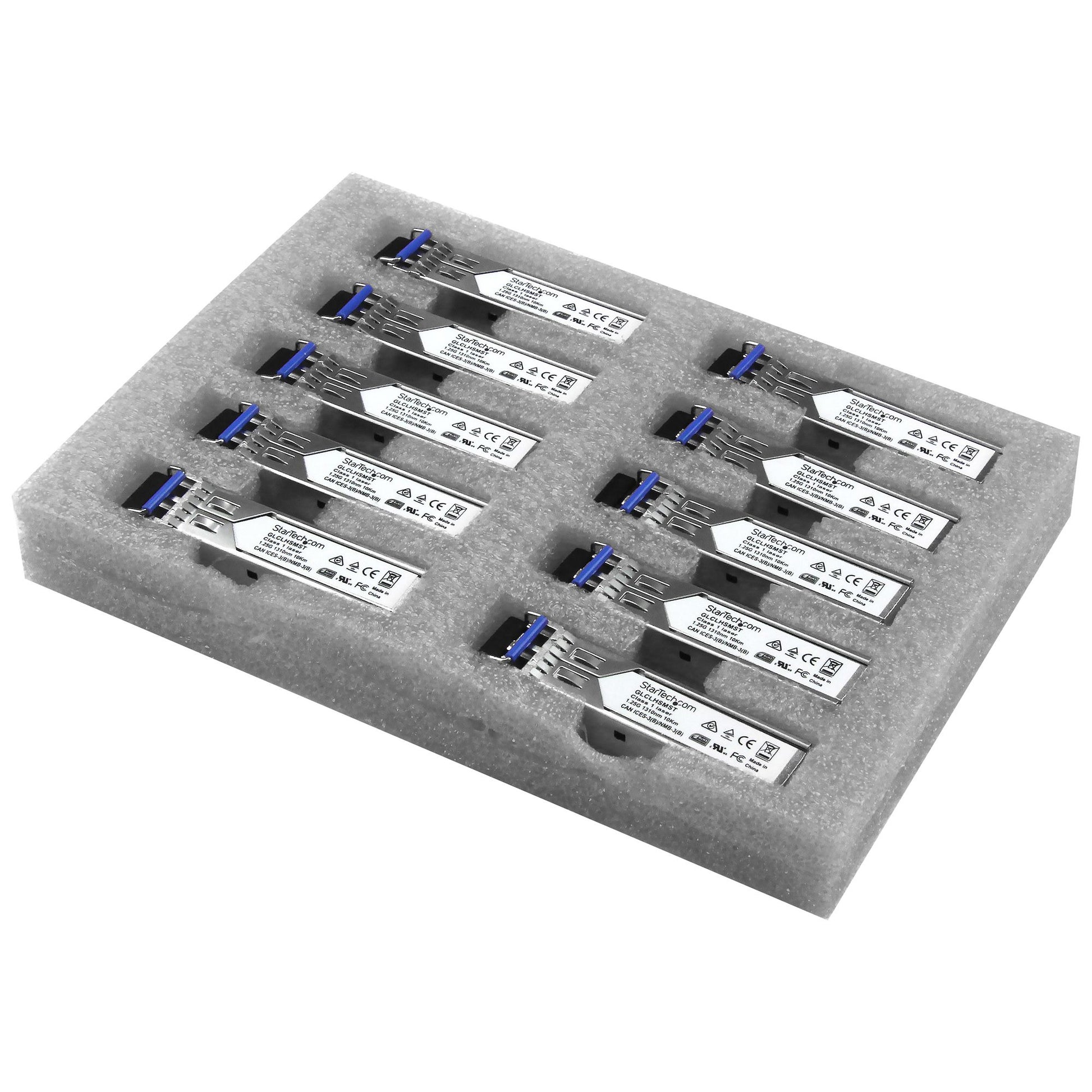 StarTech.com 10 Pack Cisco GLC-LH-SM Compatible SFP Module (10 Pack) - 1000BASE-LX/LH - 1GbE Single Mode Fiber SMF Optic Transceiver - 1GE Gigabit Ethernet SFP - LC 10km - 1310nm - DDM Cisc… product image
