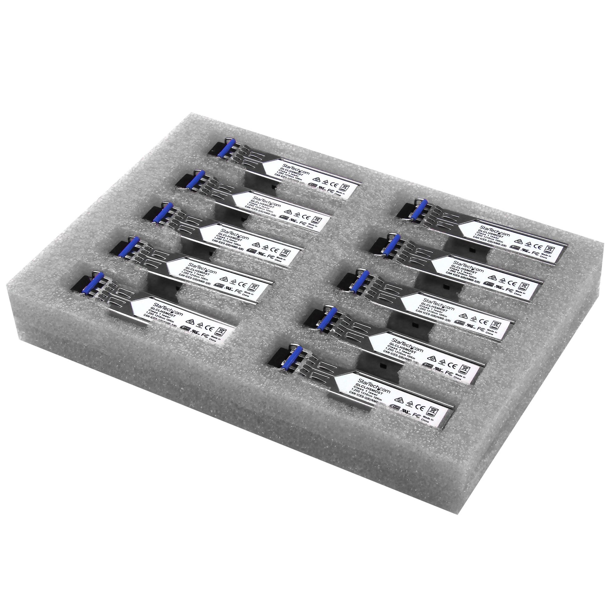 StarTech.com Cisco GLC-LH-SMD Compatible SFP Module (10 Pack) - 1000BASE-LX/LH - 1GbE Single Mode Fiber SMF Optic Transceiver - 1GE Gigabit Ethernet SFP - LC 10km - 1310nm - DDM Cisco Firep… product image
