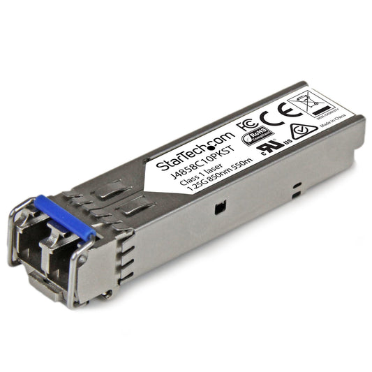 StarTech.com 10 pack HPE J4858C Compatible SFP Module - 1000BASE-SX - 1GbE Multi Mode Fiber Optic Transceiver - 1GE Gigabit Ethernet SFP - LC 550m - 850nm - DDM HPE 1400, 1700, 1820 product image
