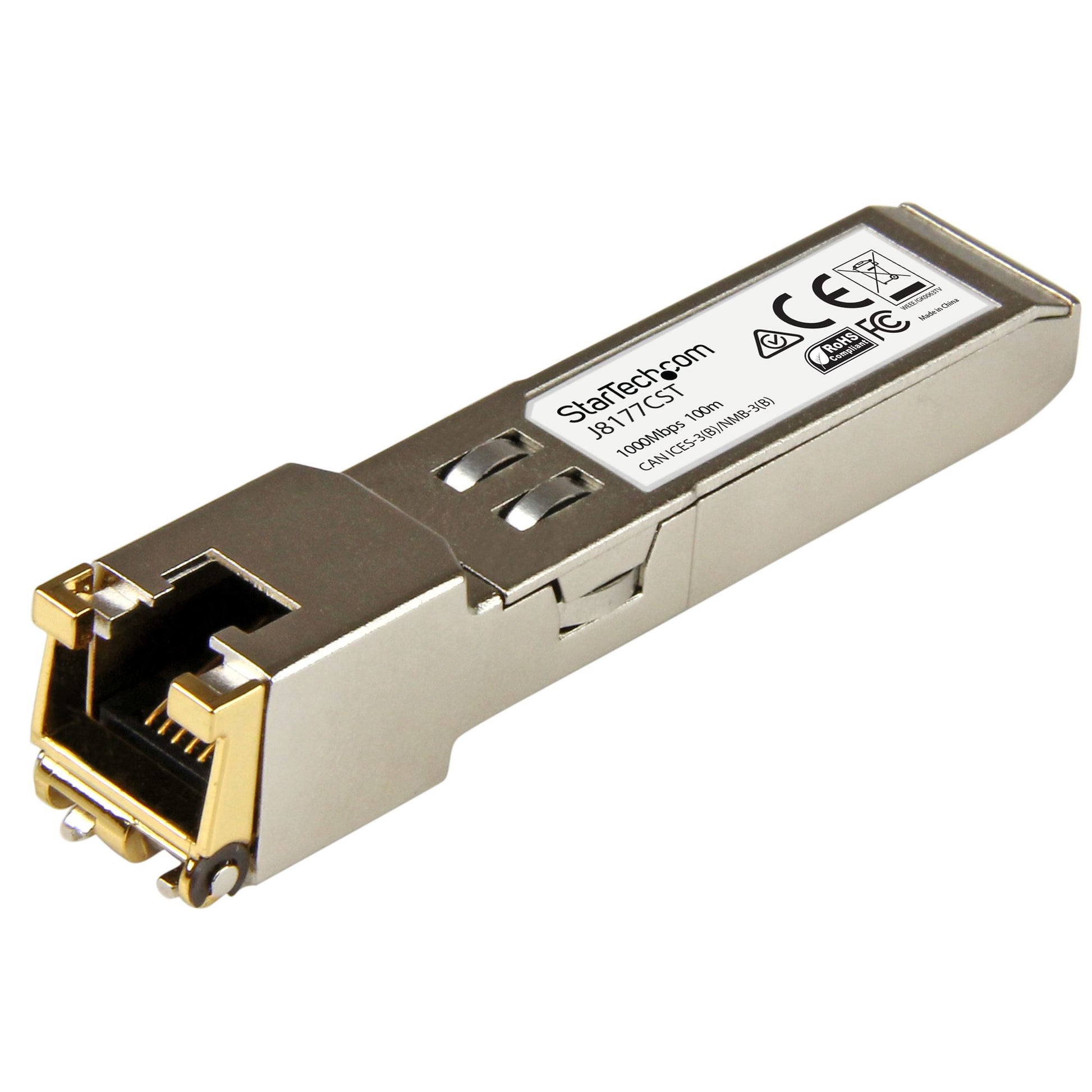 StarTech.com HPE J8177C Compatible SFP Module - 1000BASE-T - SFP to RJ45 Cat6/Cat5e - 1GE Gigabit Ethernet SFP - RJ-45 100m - HPE 1810, 1820, 2530 product image
