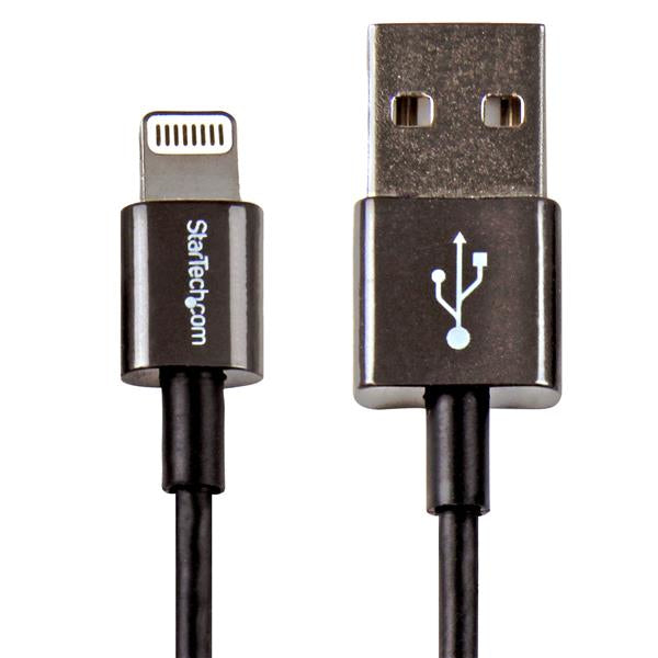 StarTech.com 1 m (3 ft.) USB to Lightning Cable - iPhone iPad / iPod / Charger Cable - Lightning to USB Cable - Apple MFi Certified - Metal - Black product image