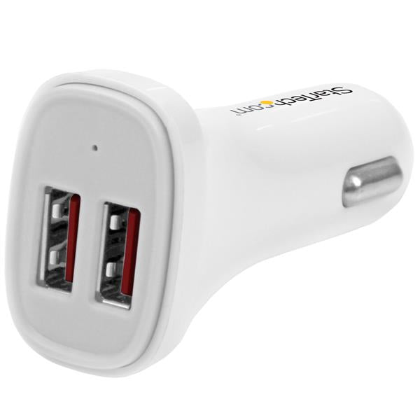 StarTech.com Dual-Port USB Car Charger - 24W/4.8A - White product image
