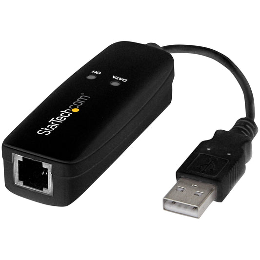 StarTech.com USB 2.0 Fax Modem - 56K External Hardware Dial Up V.92 Modem/ Dongle/Adapter - Computer/Laptop Fax Modem - USB to Telephone Jack - USB Data Modem - Network Fax/CMR/POS - TAA product image