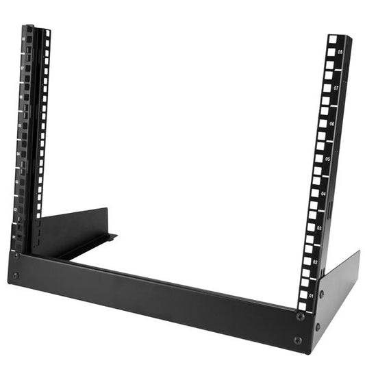 StarTech.com 2-Post 8U Desktop Server Rack, Small Open Frame 19in Computer Rack, Compact Network Rack for AV / Studio / Data / IT Equipment - Free Standing Two-Post Home/Office Rack - TAA product image