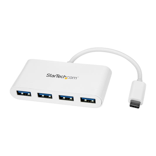 StarTech.com 4 Port USB C Hub with 4x USB-A Ports (USB 3.0 SuperSpeed 5Gbps) - USB Bus Powered - Portable/Laptop USB-C to USB-A Adapter Hub - USB 3.2 Gen 1 Type-C Hub - White product image