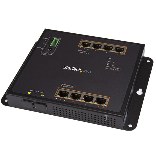 StarTech.com Industrial 8 Port Gigabit PoE+ Switch w/2 SFP MSA Slots - 30W - Layer/L2 Switch Hardened GbE Managed - Rugged High Power Gigabit Ethernet Network Switch IP-30/-40 C to 75 C - T… product image