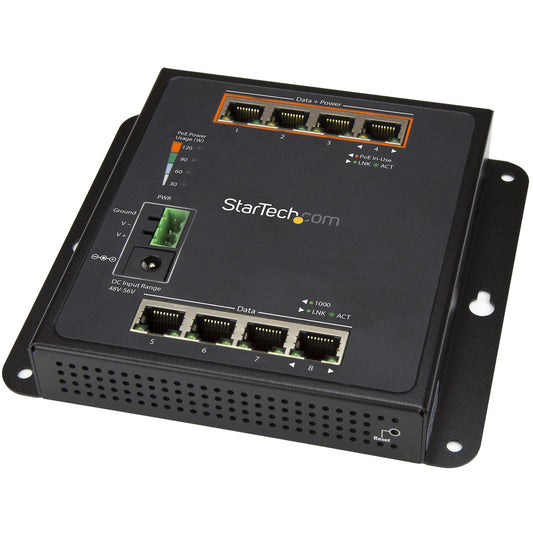 StarTech.com Industrial 8 Port Gigabit PoE Switch - 4 x PoE+ 30W - Power Over Ethernet - Hardened GbE Layer/L2 Managed Switch - Rugged High Power Gigabit Network Switch IP-30/-40C to +75C -… product image