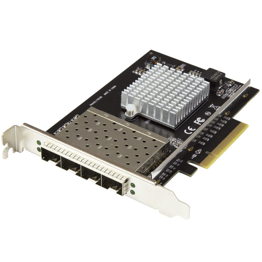 StarTech Quad Port 10G SFP+ Network Card - Intel XL710 Open SFP+ Converged Adapter - PCIe 10 Gigabit Ethernet Server NIC - 10GbE Fiber Optic LAN Card - Dell PowerEdge HPE ProLiant