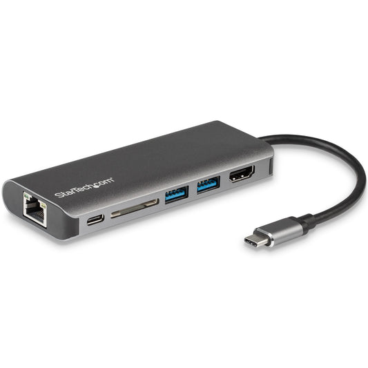 StarTech.com USB C Multiport Adapter, Portable USB-C Dock to 4K HDMI, 2-pt USB 3.0 Hub, SD/SDHC, GbE, 60W PD...