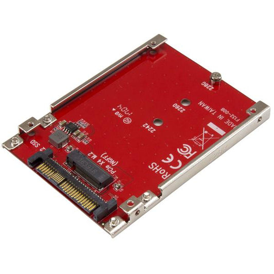 StarTech.com M.2 to U.2 Adapter - For M.2 PCIe NVMe SSDs - PCIe M.2 Drive to 2.5" U.2 (SFF-8639) Host Adapter - M2 SSD Converter, Red - TAA product image