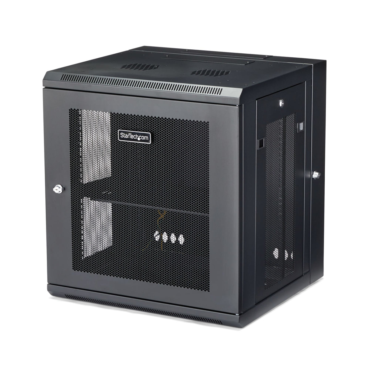 StarTech.com 4-Post 12U Wall Mount Network Cabinet with 1U Shelf, 19" Hinged Wall-Mounted Server Rack for Data / AV / Electronics / Computer Equipment, Flexible Vented Rack Enclosure product image