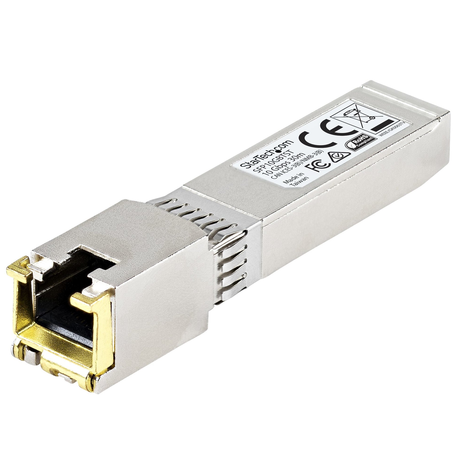 StarTech.com MSA Uncoded SFP+ Module - 10GBASE-T - SFP to RJ45 Cat6/Cat5e - 10GE Gigabit Ethernet SFP+ - RJ-45 30m product image