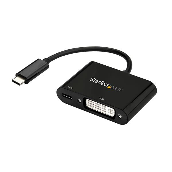 StarTech.com USB C to DVI Adapter with Power Delivery - 1080p USB Type-C to DVI-D Single Link Video Display Converter w/ Charging - 60W PD Pass-Through - Thunderbolt 3 Compatible - Black product image