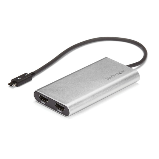 StarTech.com Thunderbolt to Dual HDMI 2.0 Adapter, Dual 4K 60Hz Thunderbolt to HDMI Converter, 2x HDMI Monitor Video Display Adapter, Thunderbolt Certified - Mac & Windows product image