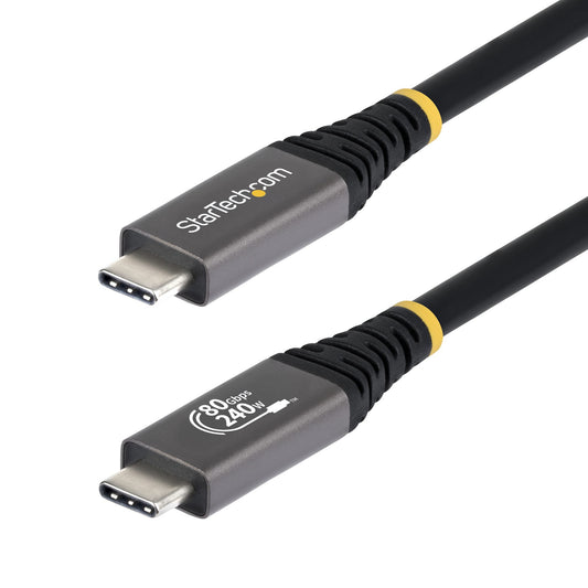 StarTech.com 1m (3ft) USB4 Cable, 80Gbps, USB-IF Certified USB-C Cable, 240W PD, 8K 120Hz/4K 240Hz DP2.1 DP80, TPE Jacket, Thunderbolt 4 Compatible - Black USB-C Cord product image