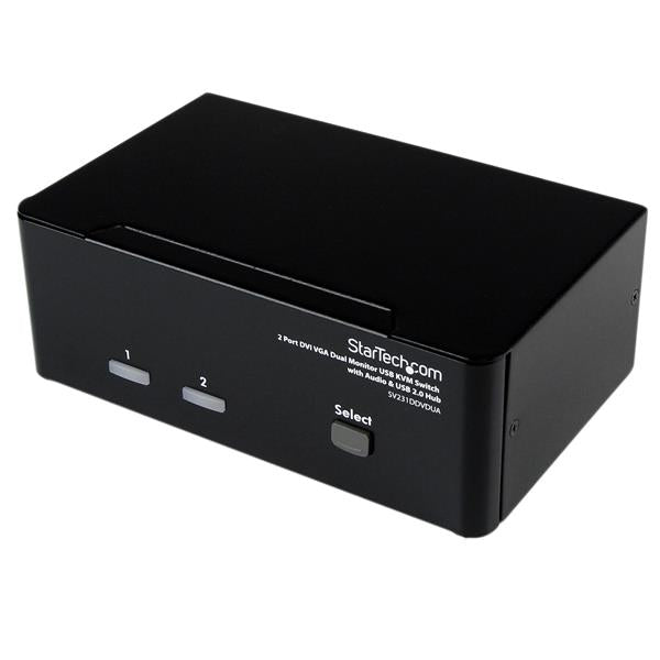 StarTech.com 2 Port DVI VGA Dual Monitor KVM Switch USB with Audio & USB 2.0 Hub - TAA product image