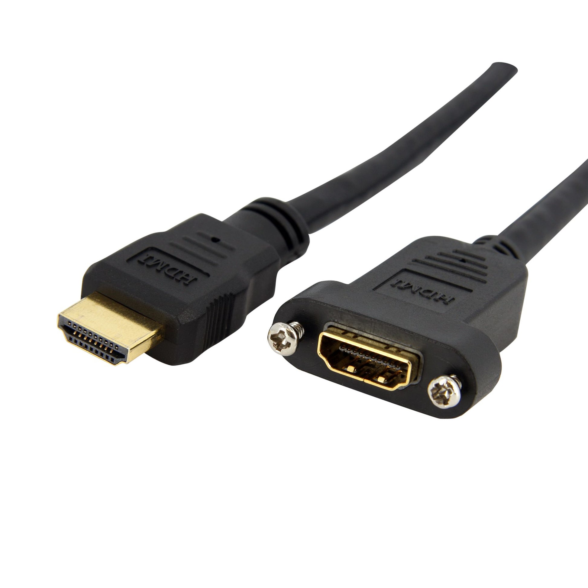 StarTech.com 3ft (91cm) HDMI Female to Male Adapter, 4K High Speed Panel Mount HDMI Cable, 4K 30Hz UHD HDMI, 10.2 Gbps Bandwdith, 4K HDMI Female to HDMI Male, HDMI Panel Mount Connector Cab… product image