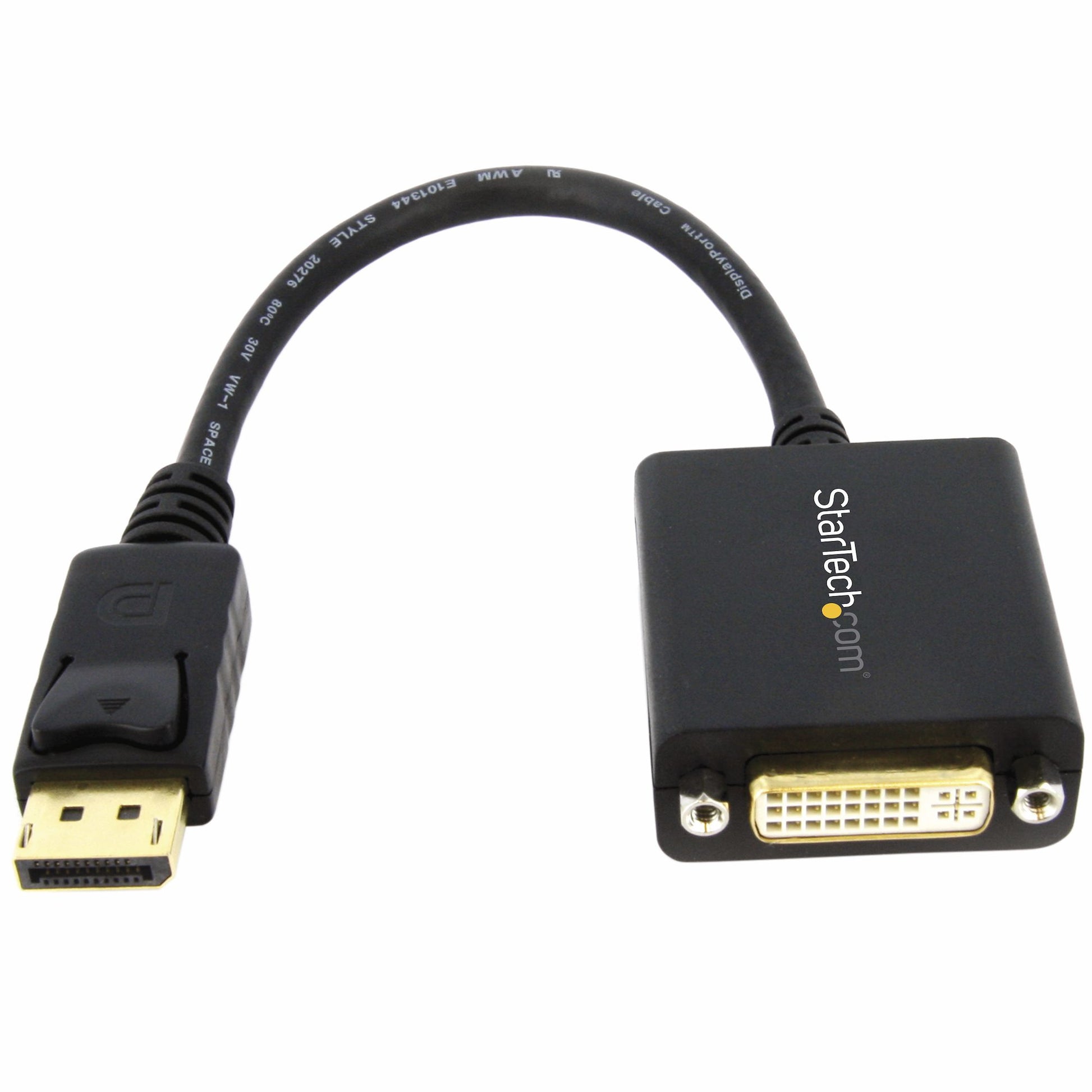 StarTech.com DisplayPort to DVI Adapter - DisplayPort to DVI-D Adapter Video Converter 1080p - DP 1.2 to DVI Monitor/Display Cable Adapter Dongle - DP to DVI Adapter - Latching DP Connector product image