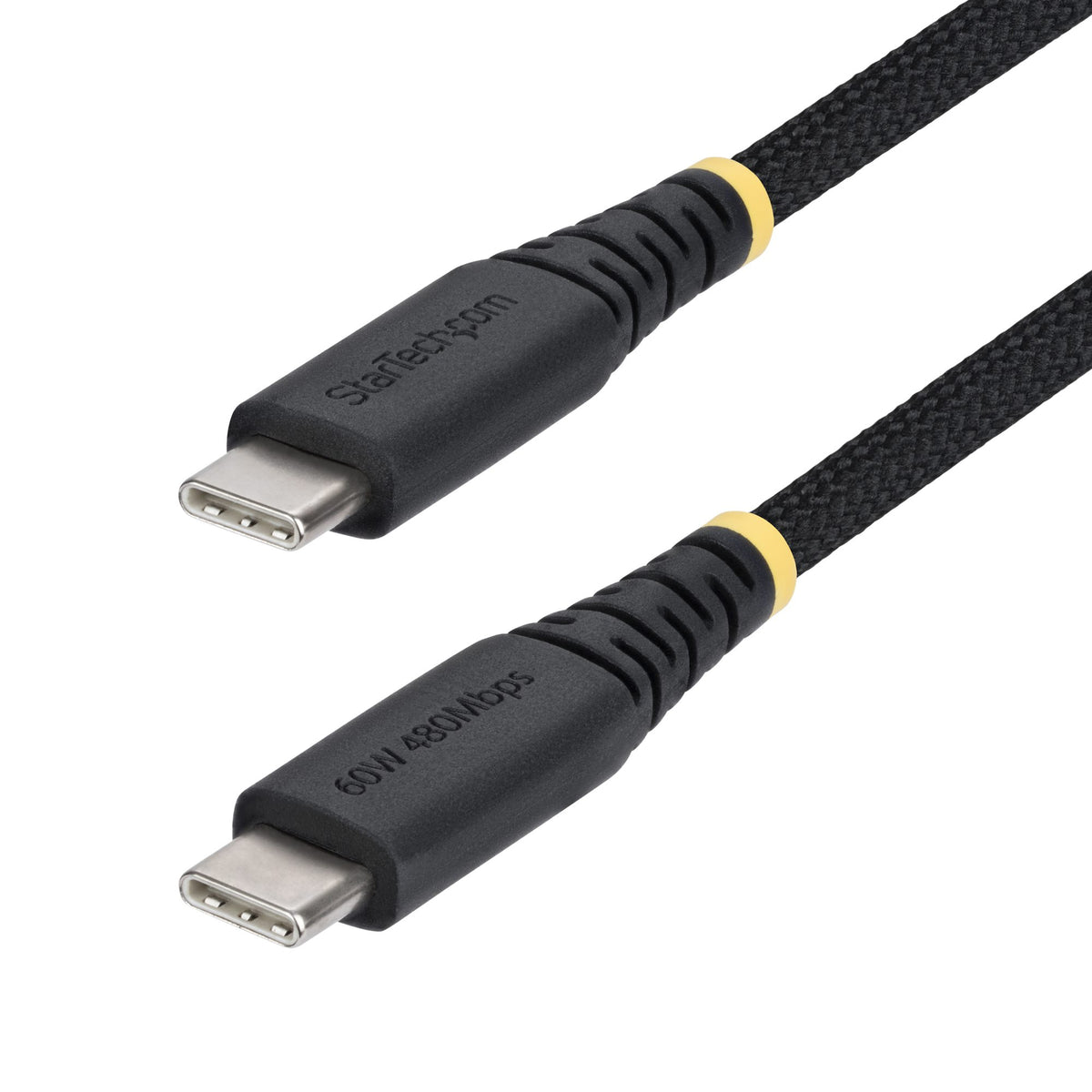 StarTech.com 2m (6ft) USB-C Charging Cable, 60W (3A) PD, Dual-Layer Braided Nylon/TPE Jacket, Rugged USB C Charging Cord, USB 2.0 Laptop Charger Cable - StarTech.com
