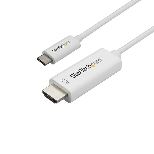 StarTech.com 3.3ft (1m) USB C to HDMI Cable - 4K 60Hz USB Type C to HDMI 2.0 Video Adapter Cable - Thunderbolt Compatible - Laptop to HDMI Monitor/Display - DP 1.2 Alt Mode HBR2 - White product image