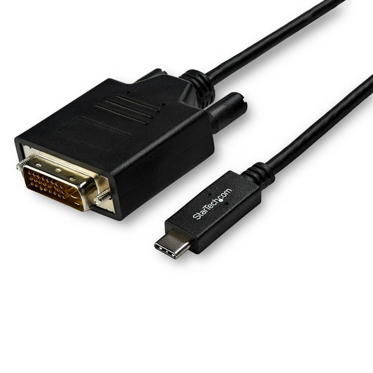 StarTech 10ft (3m) USB C to DVI Cable - 1080p (Single Link) USB Type-C (DP Alt Mode HBR2) to DVI-Digital Video Adapter Cable - Works w/ Thunderbolt 3 - Laptop to DVI Monitor/Display
