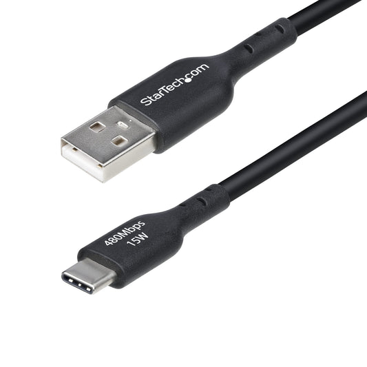 StarTech3m (9.8ft) USB-A to USB-C Charging Cable, Charge & Sync, 3A, USB 2.0, TPE Jacket - Black USB Charging Cord