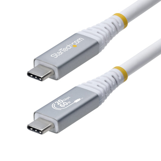 StarTech.com 3m (10ft) USB4 Cable, 20Gbps, USB-IF Certified USB-C Cable, 60W PD, 4K 120Hz DP 2.1, TPE Jacket, White USB-C Cord product image