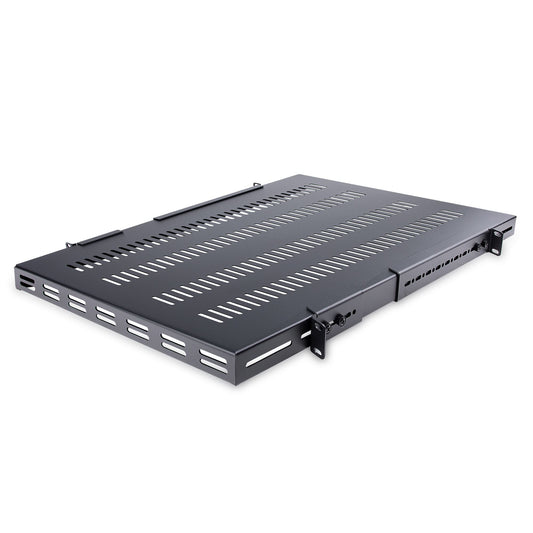 StarTech.com 1U 4-Post Adjustable Vented Server Rack Mount Shelf - 330lbs(150 kg) - 19.5 to 38in Adjustable Mounting Depth Universal Tray for 19" AV/ Network Equipment Rack - 27.5in Deep - StarTech.com
