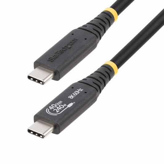 StarTech.com 1.6ft (50cm) USB4 Cable 40Gbps, 240W (5A) Power Delivery, 8K 120Hz / 4K 240Hz DP Alt Mode, USB-IF Certified USB-C Cable - Thunderbolt Compatible product image